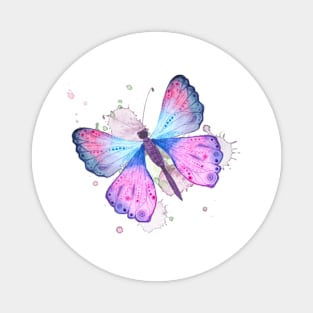 Butterfly Pink Blue Watercolors Nature Gift Magnet